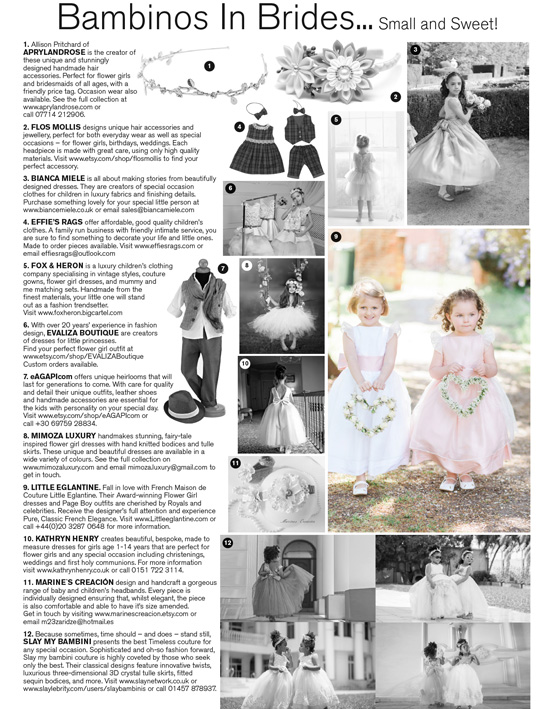 Little Eglantine flower girl dresses in Brides Magazine
